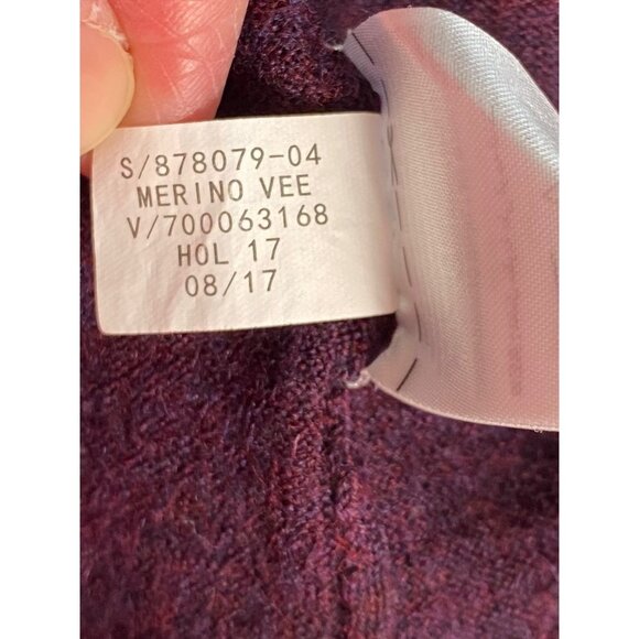 Banana Republic Sweater Women’s M Plum Merino Wool V-Neck Side Slits Casual Cozy - Picture 5 of 14